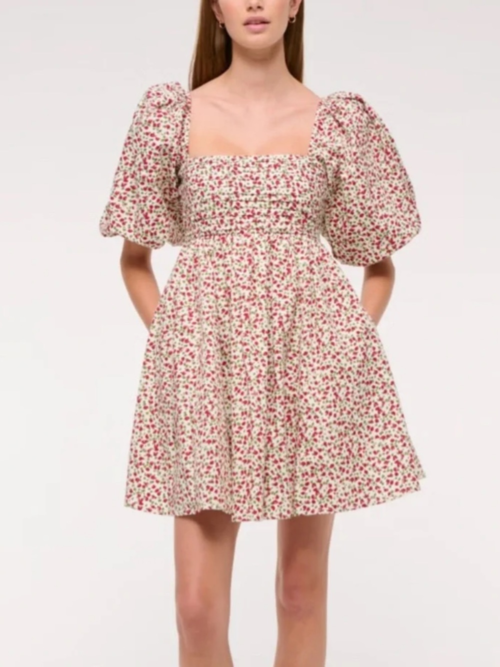 Abercrombie & Fitch Cream Dress with Strawberry Print